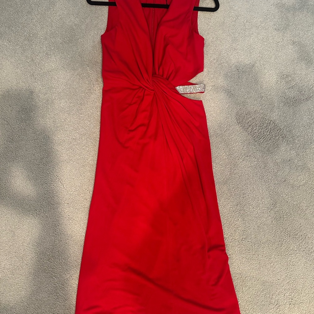 Halston Heritage One Shoulder Red Dress